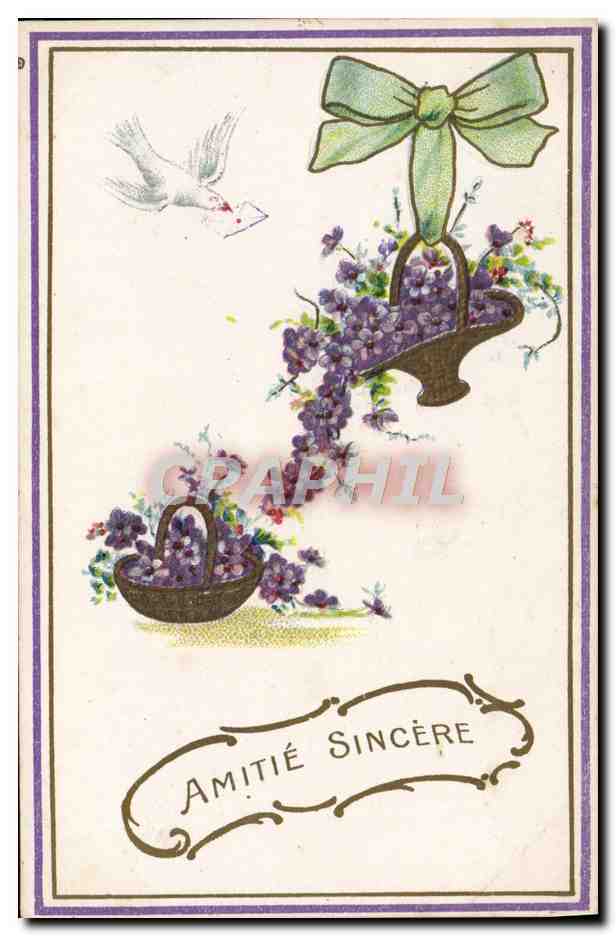 CPA Fantaisie Fleurs Colombe