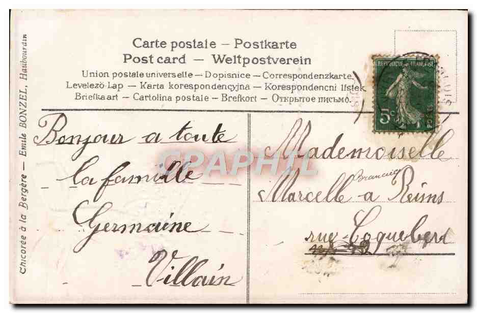 CPA Fantaisie Fleurs Colombe — Back