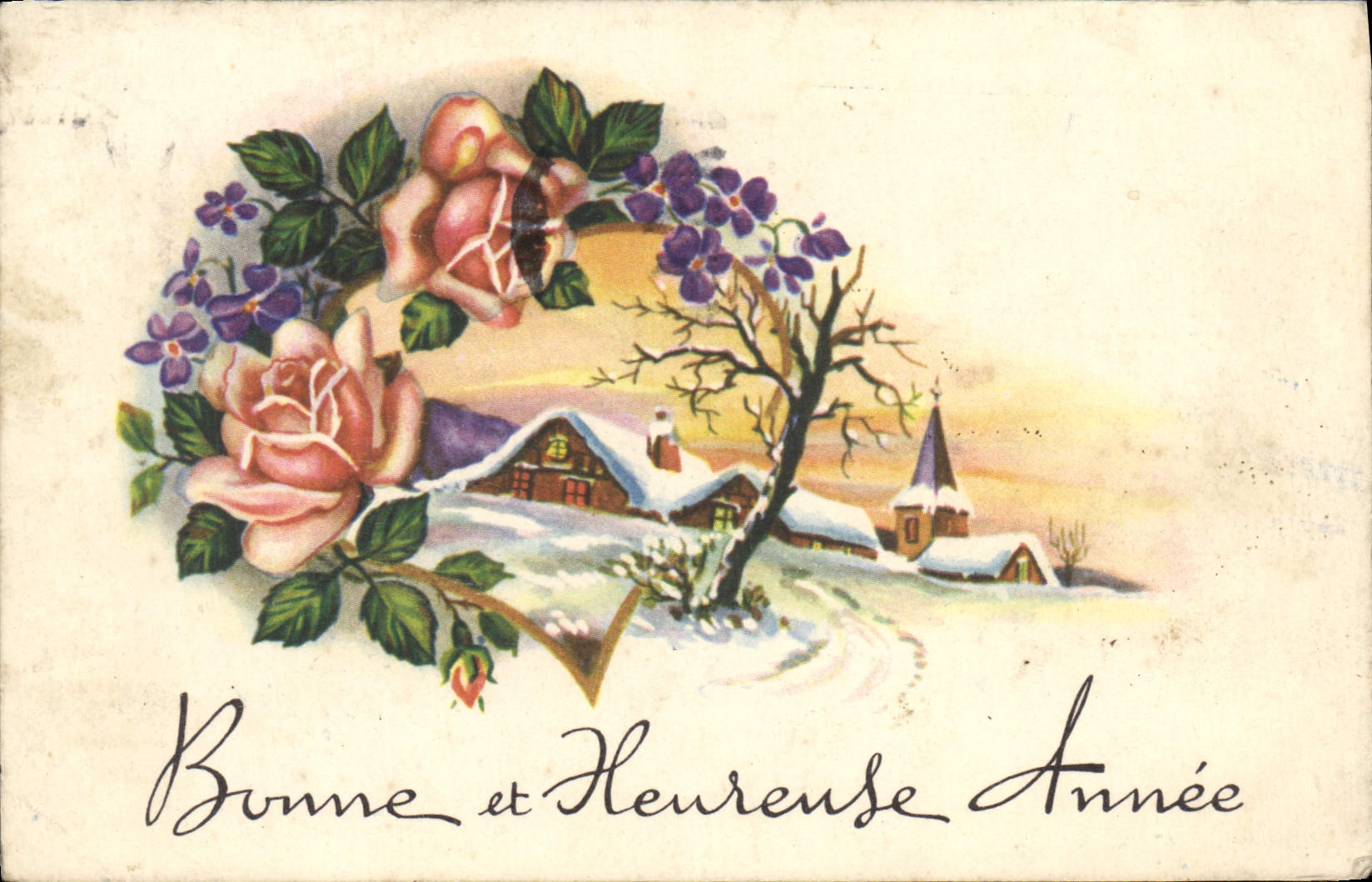 CPA Fantaisie Fleurs Bonne annee