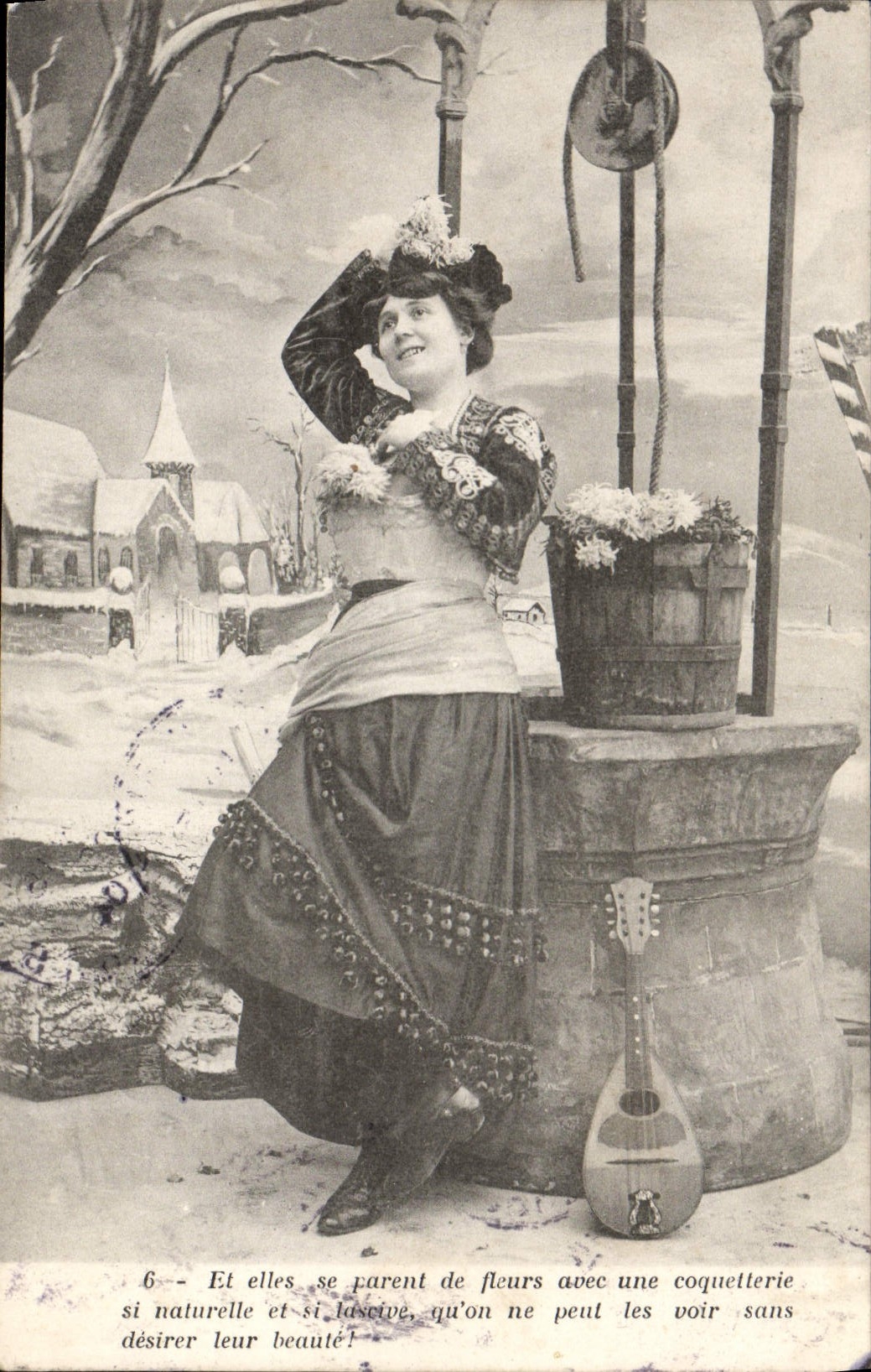 Femme à la pompe à eau — scène hivernale — éditeur non visible, n°6