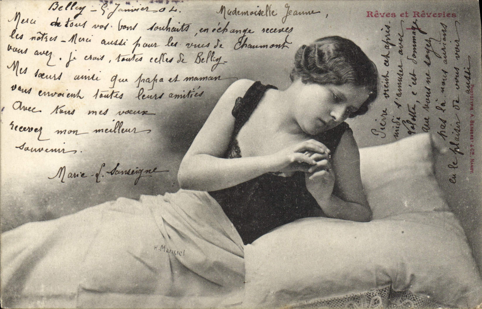 Jeune femme endormie — Série 'Rêves et Rêveries' — Phototype A. Robbert, 2-C2, Nancy