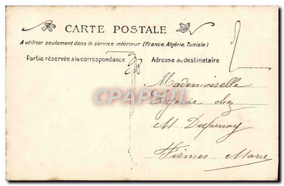 Femme avec chien — carte postale éditée par S. 218 — timbre bleu de 5 centimes — Rückseite