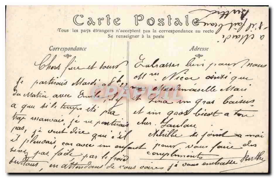 CPA Fantaisie Femme Tendresse maternelle Bebe — Verso