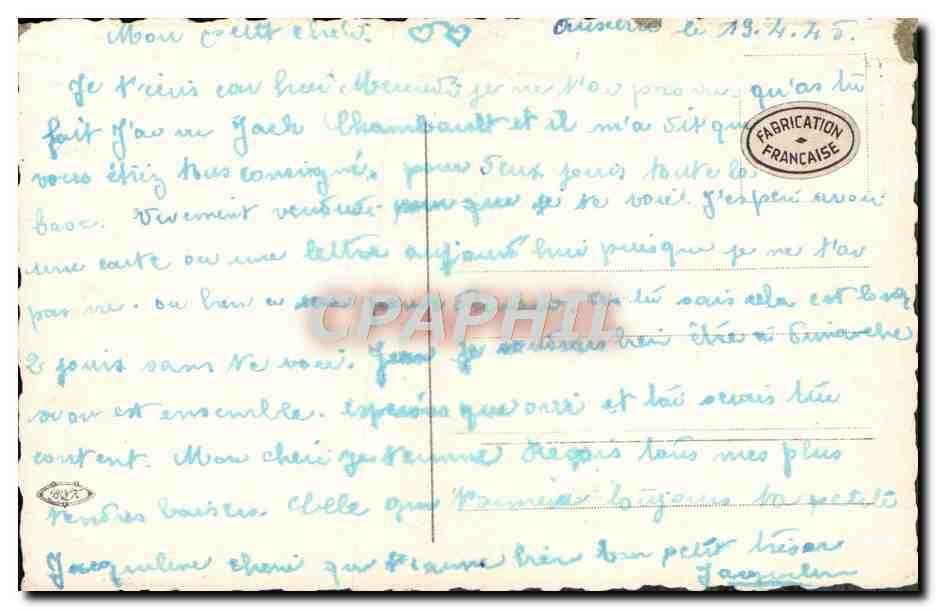 Cœur suspendu par un Cupidon — éditeur inconnu, n° 783 — Verso