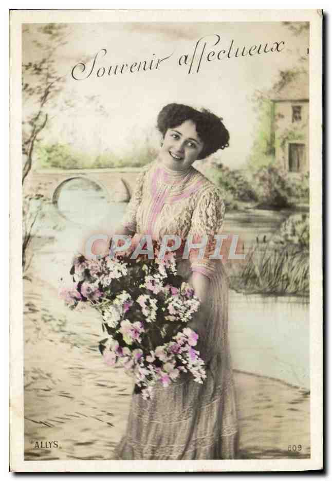 Femme au bouquet — Souvenir affectueux — ALLYS n°609