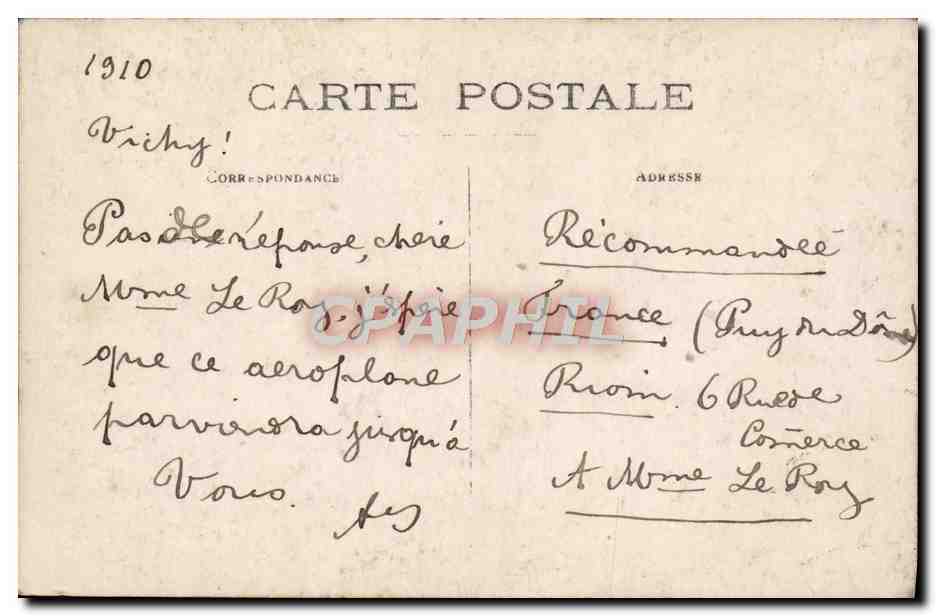 CPA Fantaisie Femme Avion — Verso