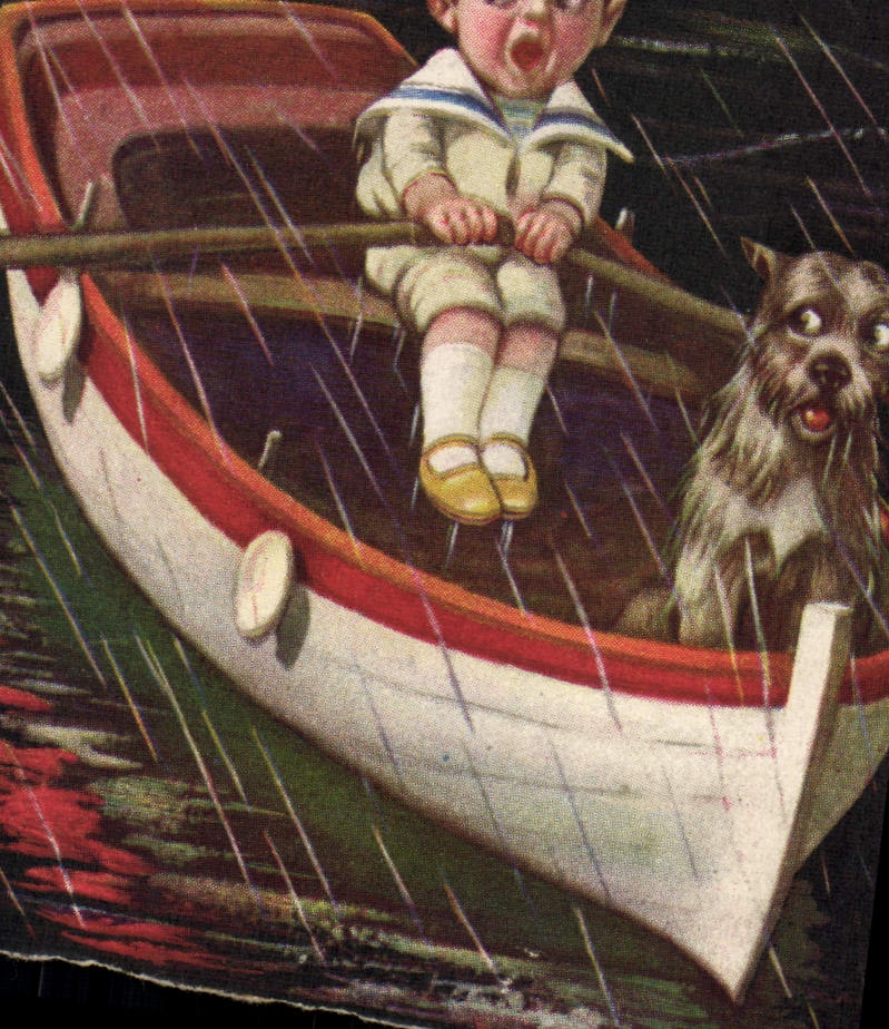 CPA Fantaisie Enfant Chien 