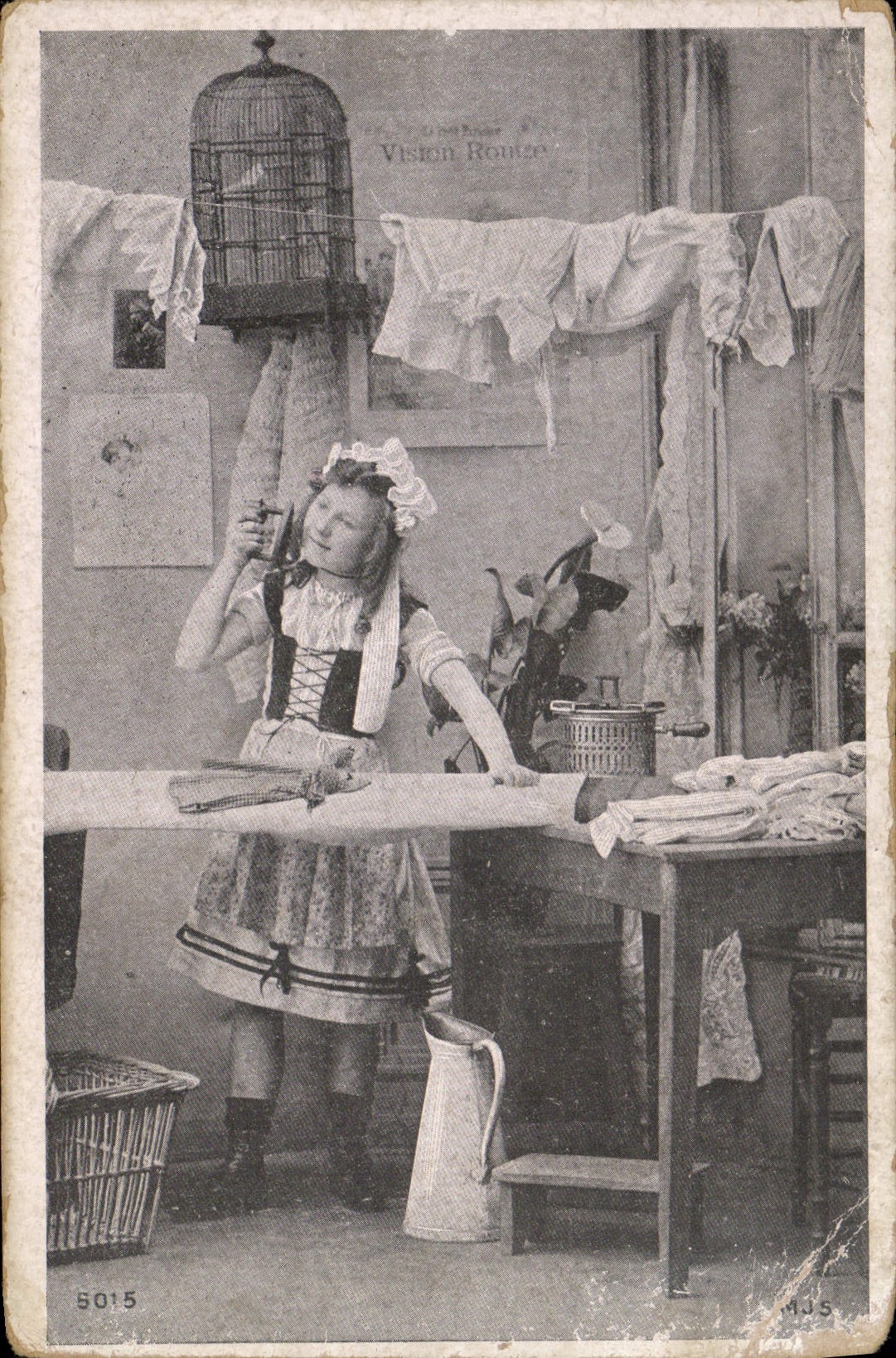 Vintage Postcard Child Ironing Board Fantasy