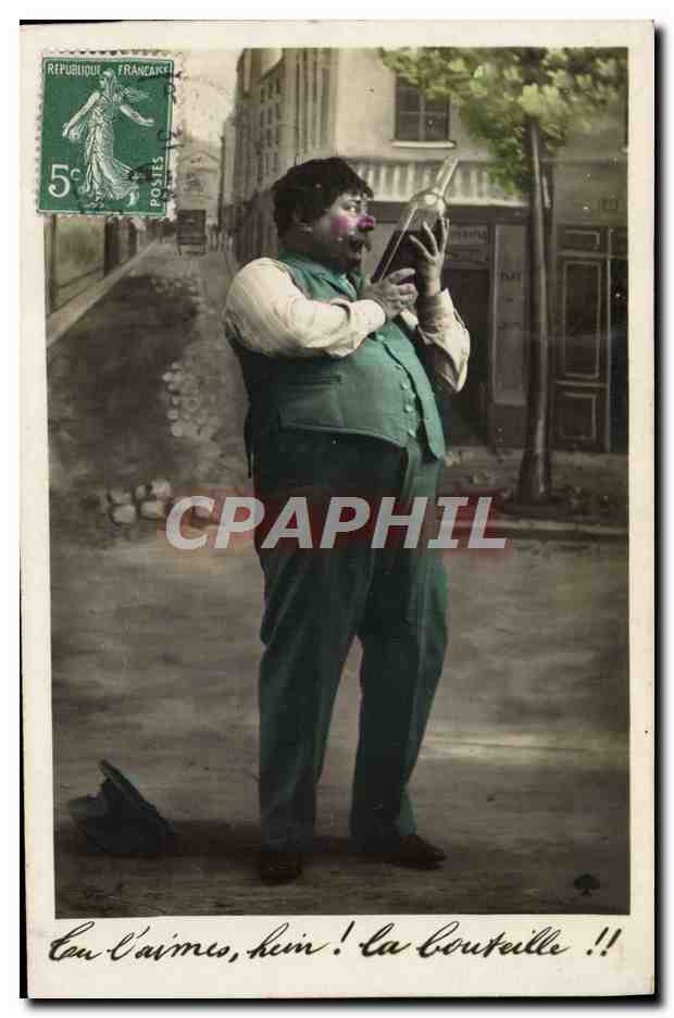 CPA Fantaisie Homme Bouteille Alcool