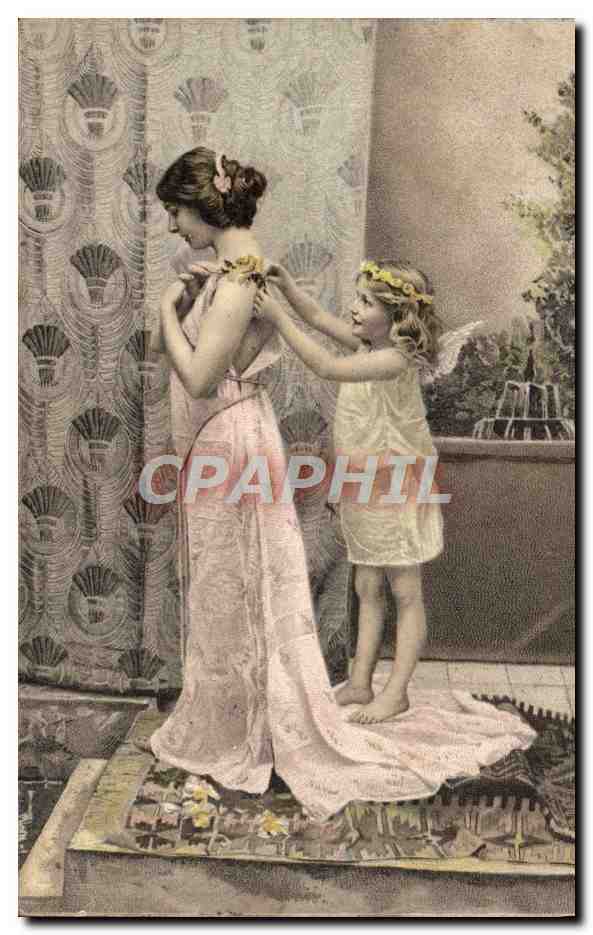 Femme et enfant — scène intérieure — éditeur non identifié