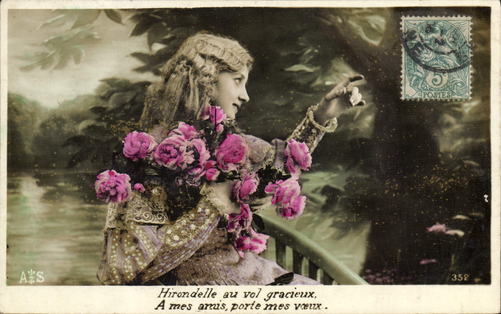 Hirondelle au vol gracieux — A mes amis, porte mes vœux — éditeur A&S, n°352