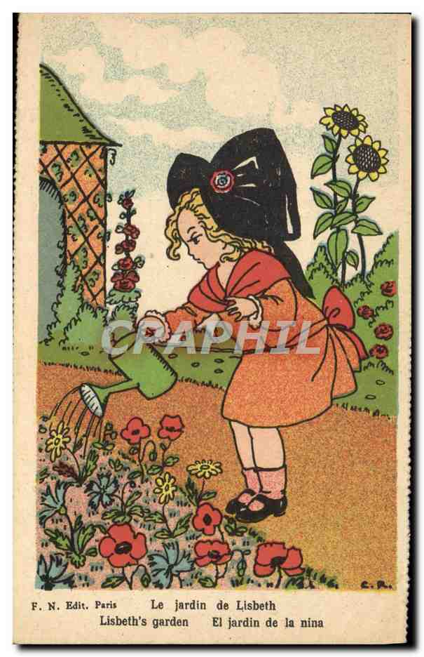 CPA Fantaisie Enfant Alsace Le jardin de Lisbeth