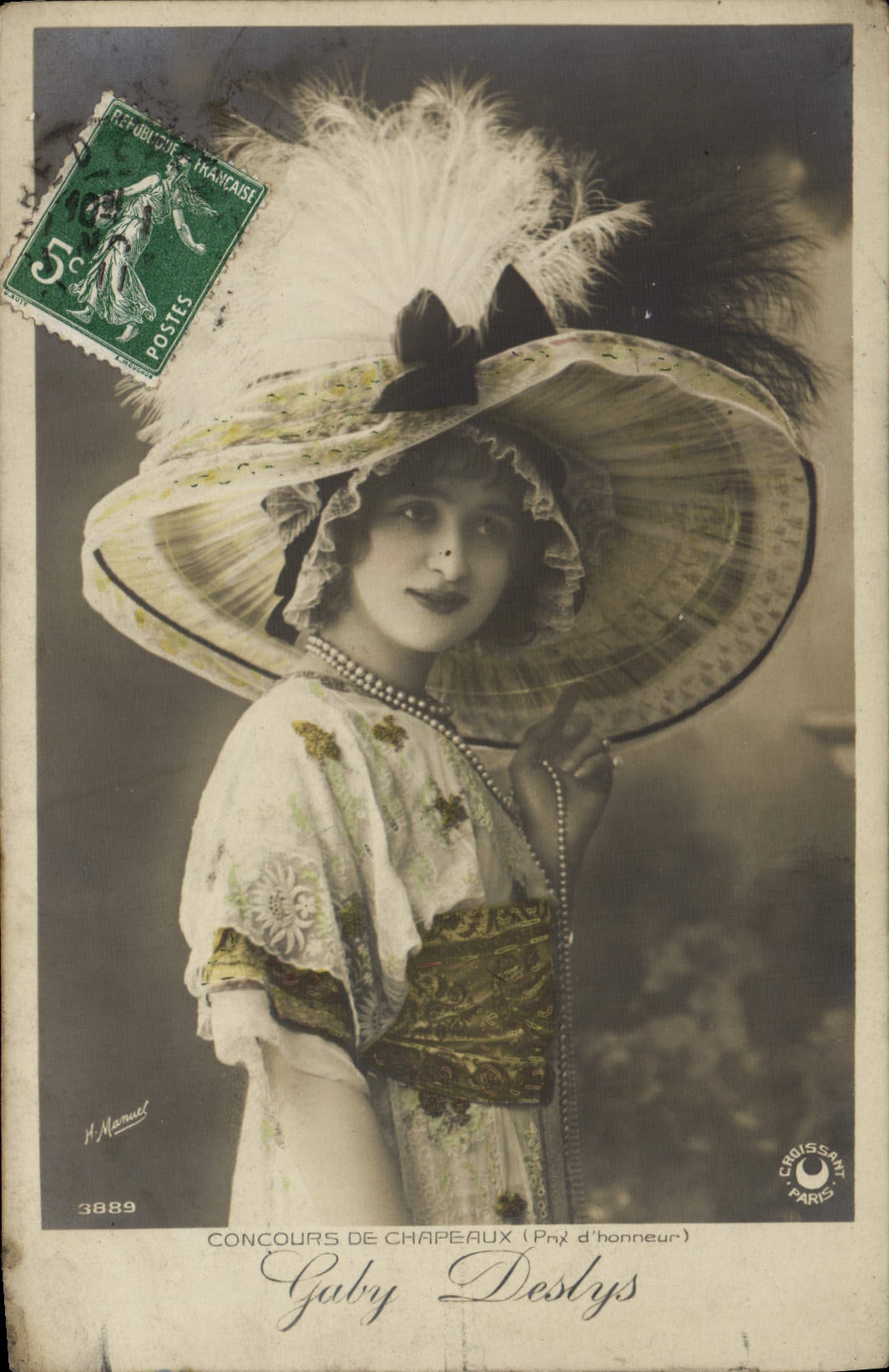 Gaby Deslys — Concours de chapeaux (Prix d'honneur) — H. Mannuel, n° 3889, Croissant Paris