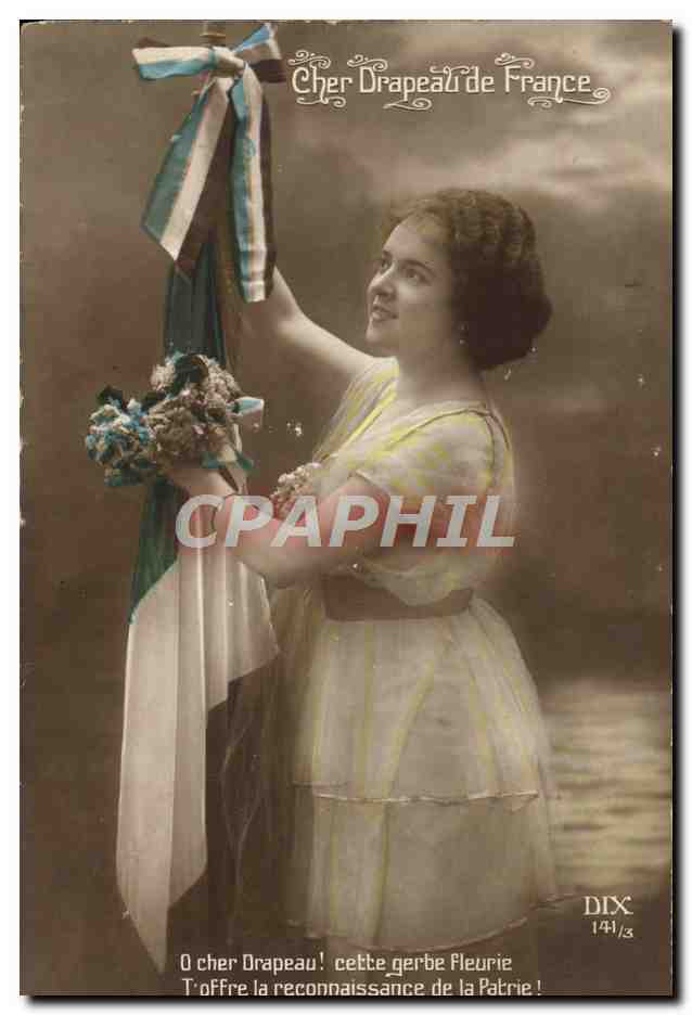 CPA Fantaisie Femme Drapeau de France 