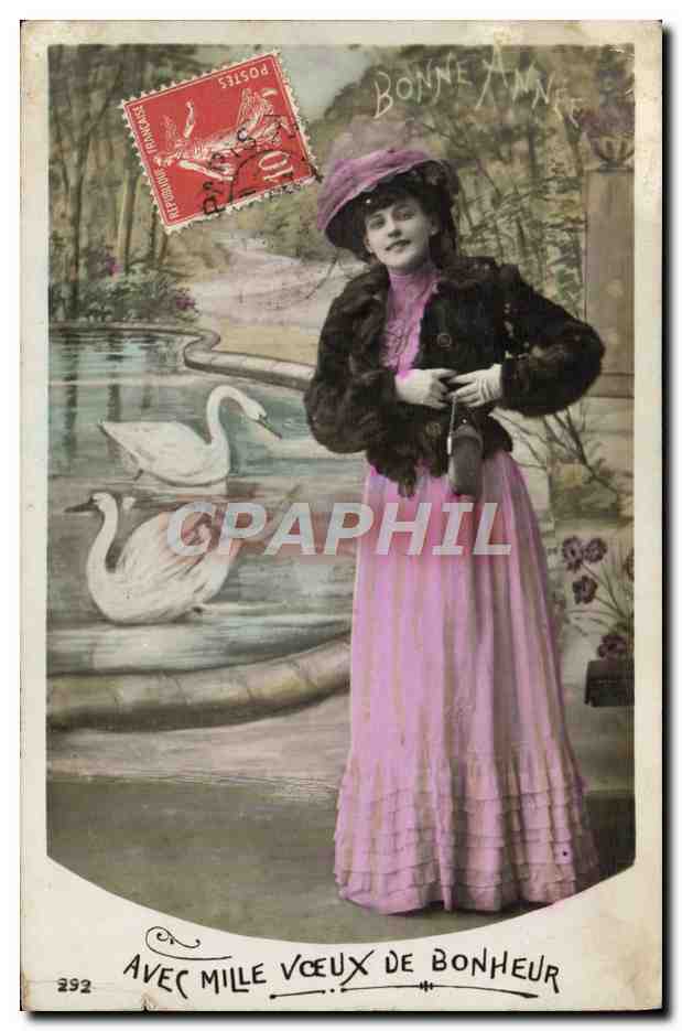 CPA Fantaisie Femme Cygnes