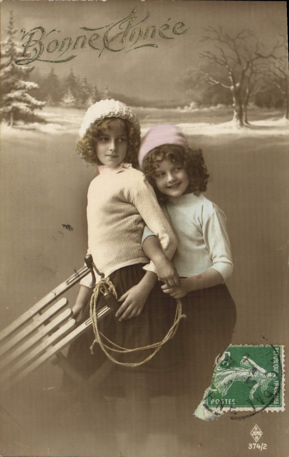 CPA Fantaisie Enfants Luge
