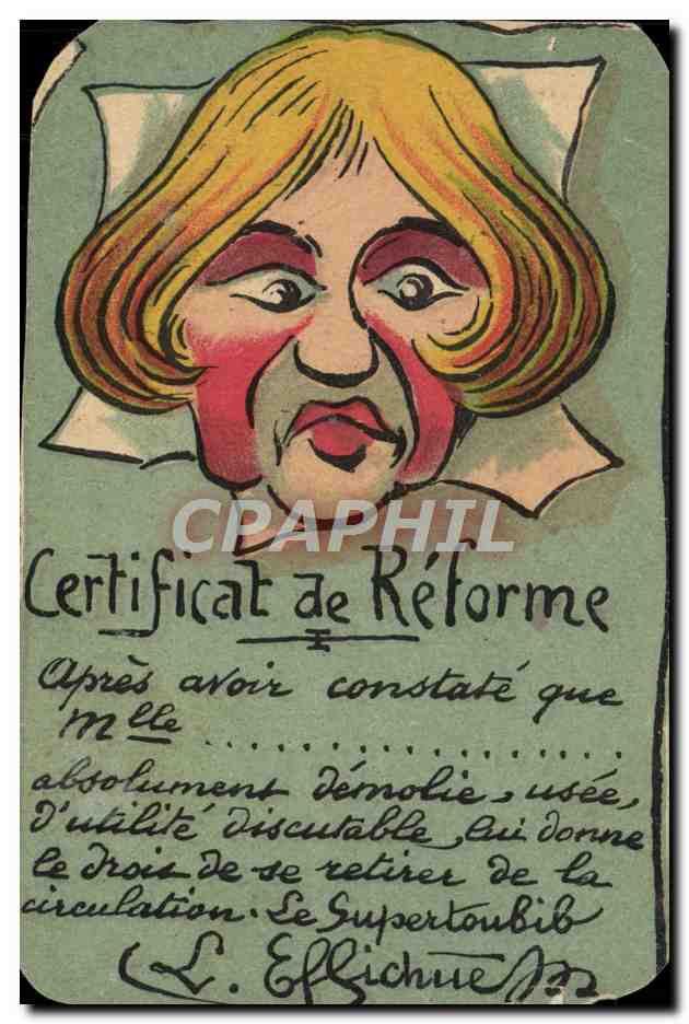 CPA Fantaisie Humour Certificat de reforme Militaria