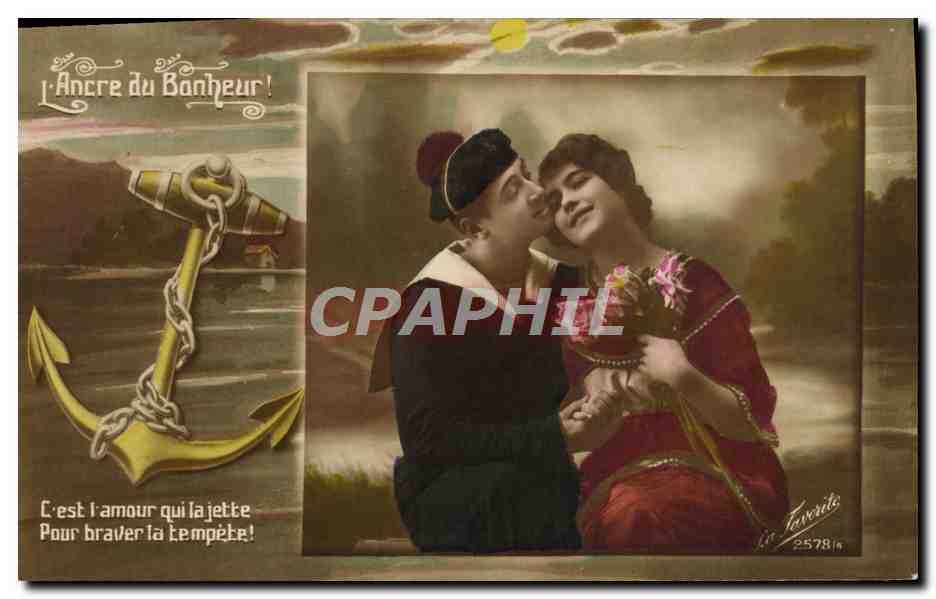 CPA Fantaisie Femme Marin Ancre de mer