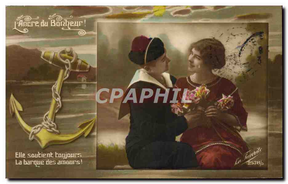 CPA Fantaisie Femme Marin Ancre de mer