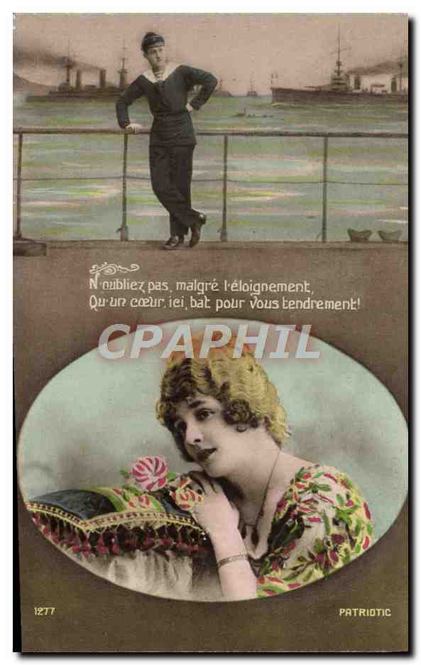 CPA Fantaisie Femme Marin Bateau