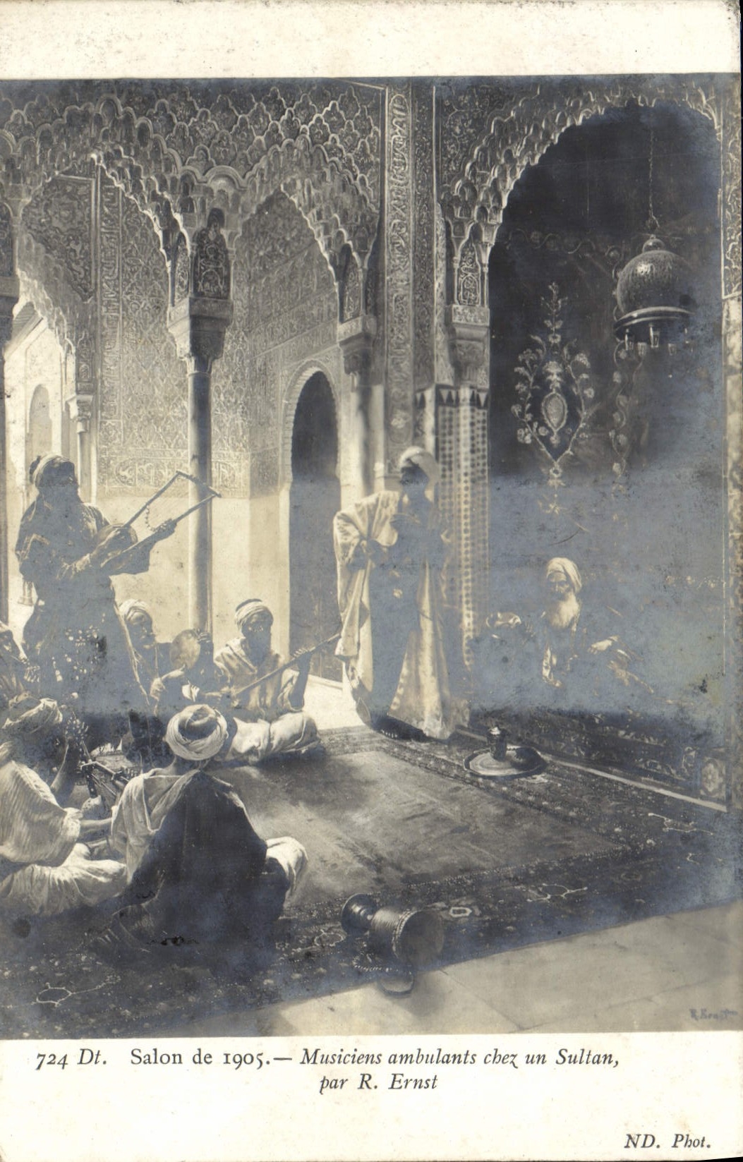 CPA Fantaisie Salon de 1905 Musiciens ambulants chez un sultan par R Ernst