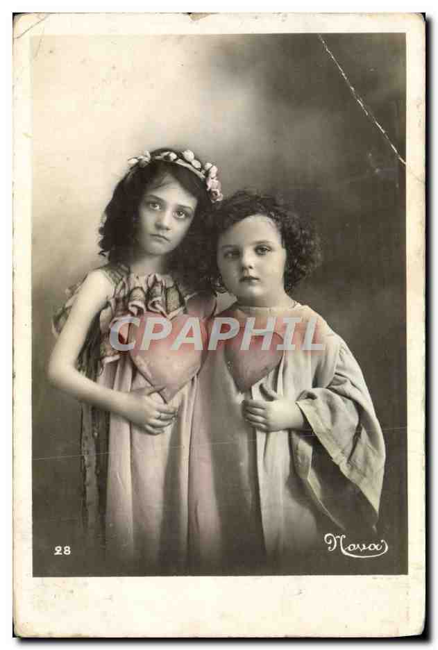 CPA Fantaisie Enfants Coeur