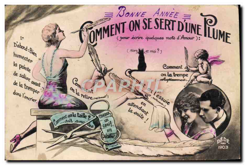 How to Use a Quill — Happy New Year 1903 — Dédé, Paris