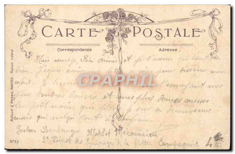 CPA Fantaisie Fleurs Je pense a toi 2eme depot Militaria — Rückseite