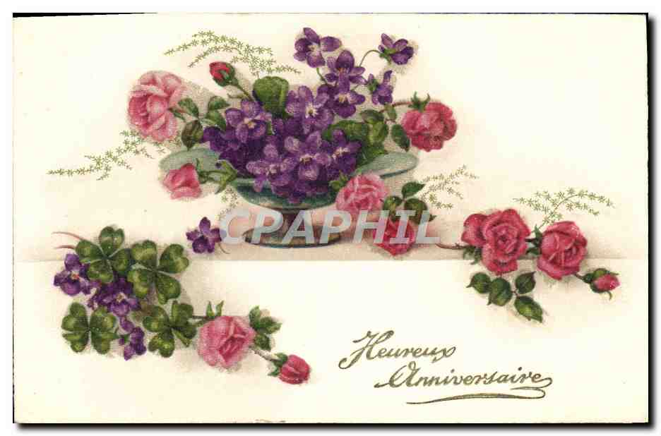CPA Fantaisie Fleurs (tissu)