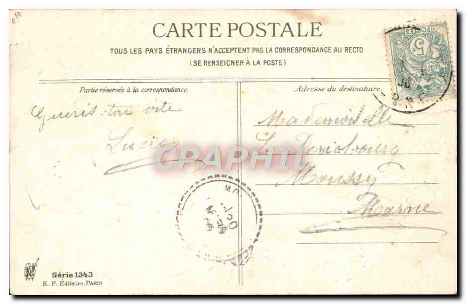 CPA Fantaisie Enfant Oiseaux — Verso