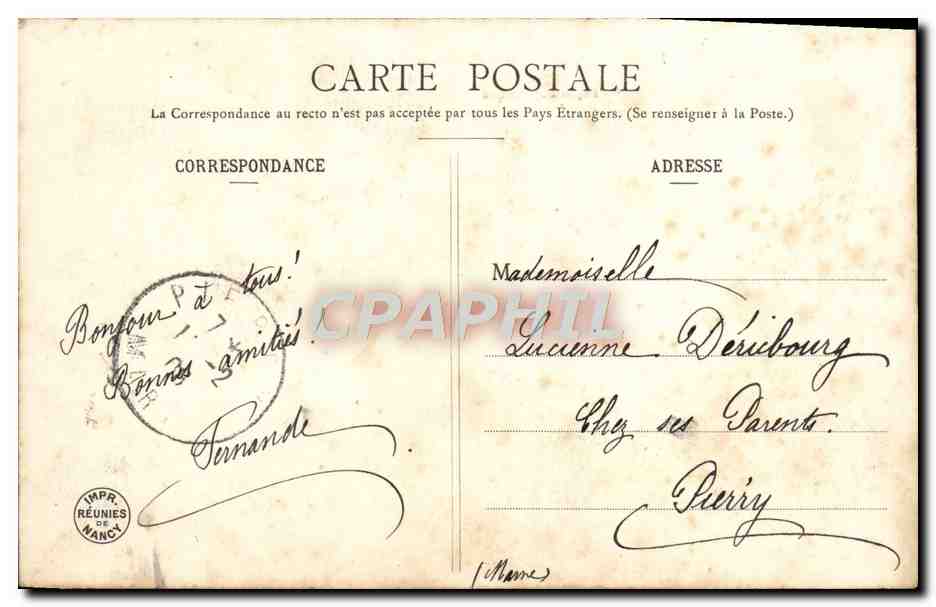 CPA Fantaisie Monsieur Madame et bebe Violon Lecon de musique — Verso