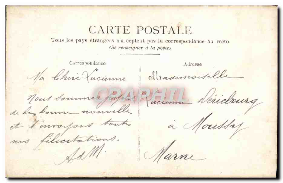 Porträt eines Paares — Frankreich — unbekannter Verlag, Seriennummer nicht sichtbar — Rückseite