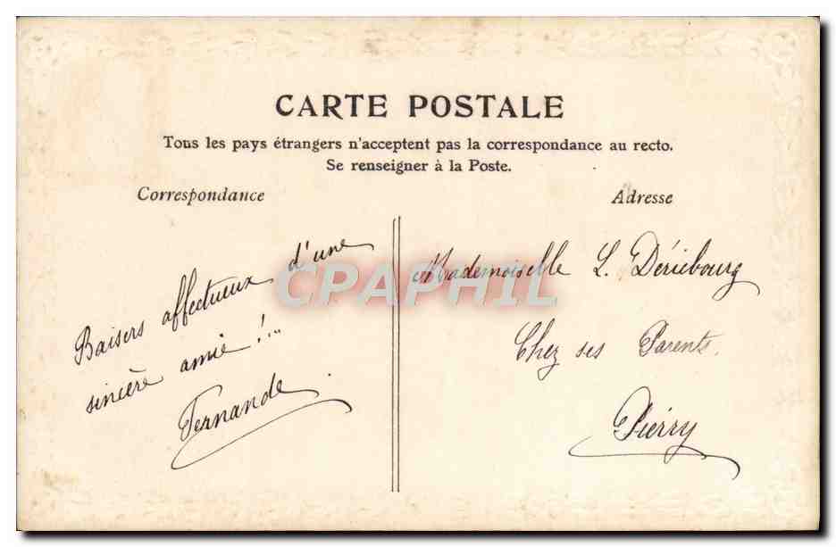 Couple amoureux — scène intime — la C.P.A. n°102 — Verso