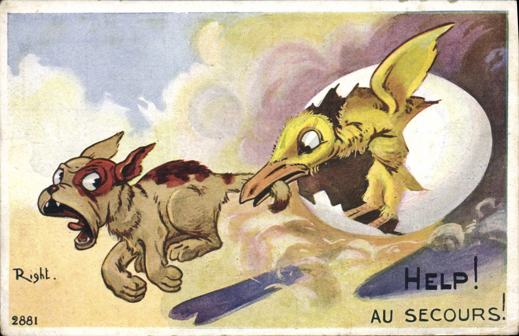 Chien et oiseau en danger — édition Right. n° 2881