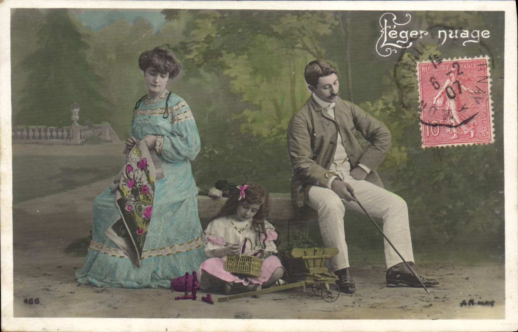 Famille en jardin — scène de vie — A.N. Paris, n° 486