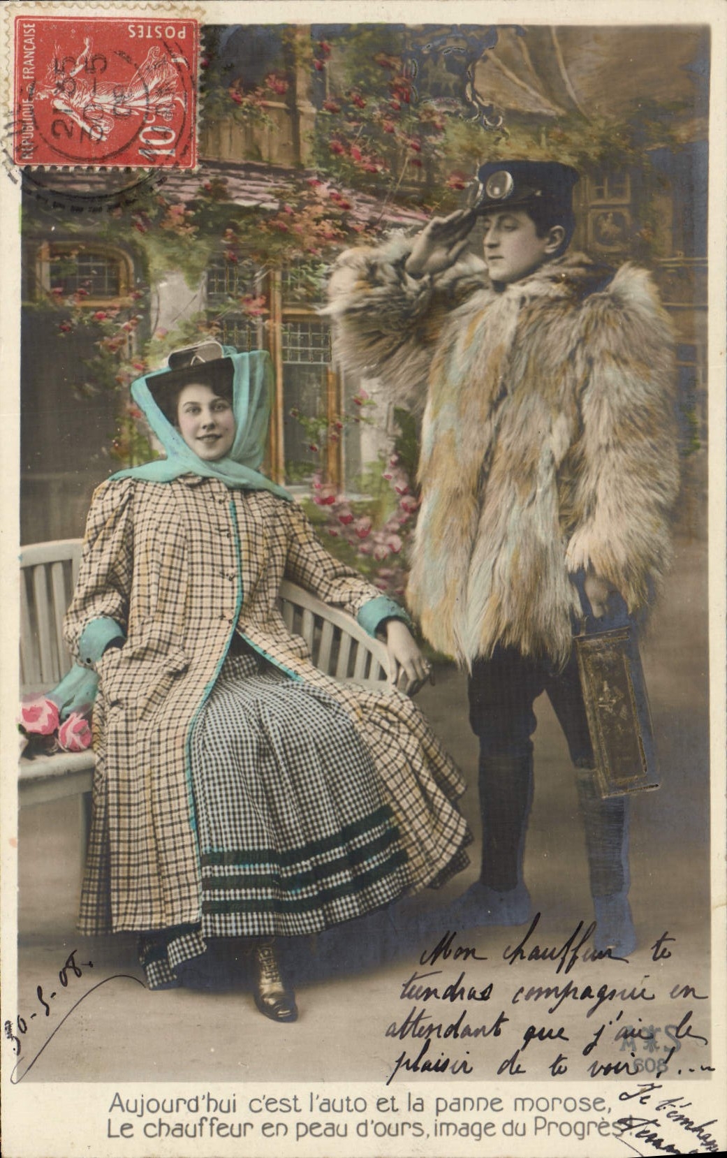 Auto et panne d'ours — image du Progrès — éditeur non identifié