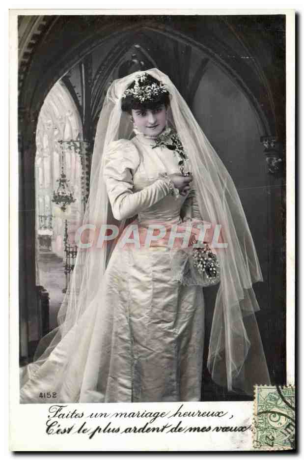Jeune mariée en robe de mariée — éditeur CPAPHIL, n° 4158