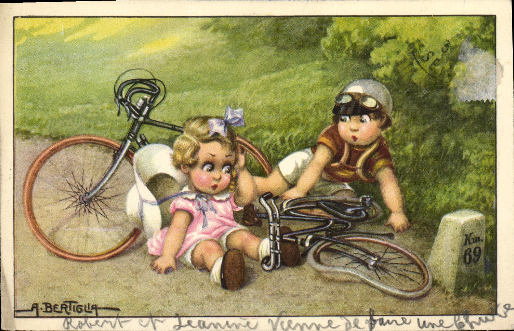 CPA Fantaisie Enfants Velo Cycle Bertiglia 