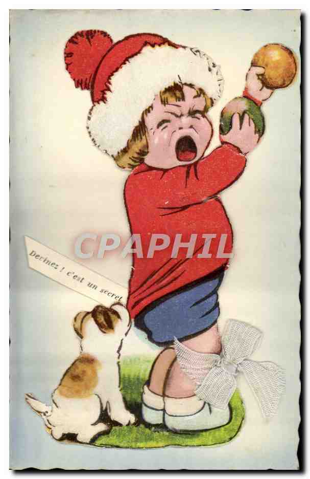 CPA Fantaisie Enfant Chien 