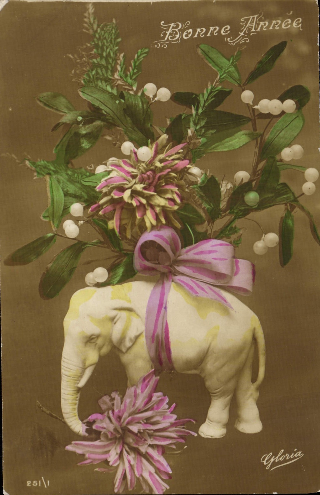 CPA Fantaisie Fleurs Elephant 