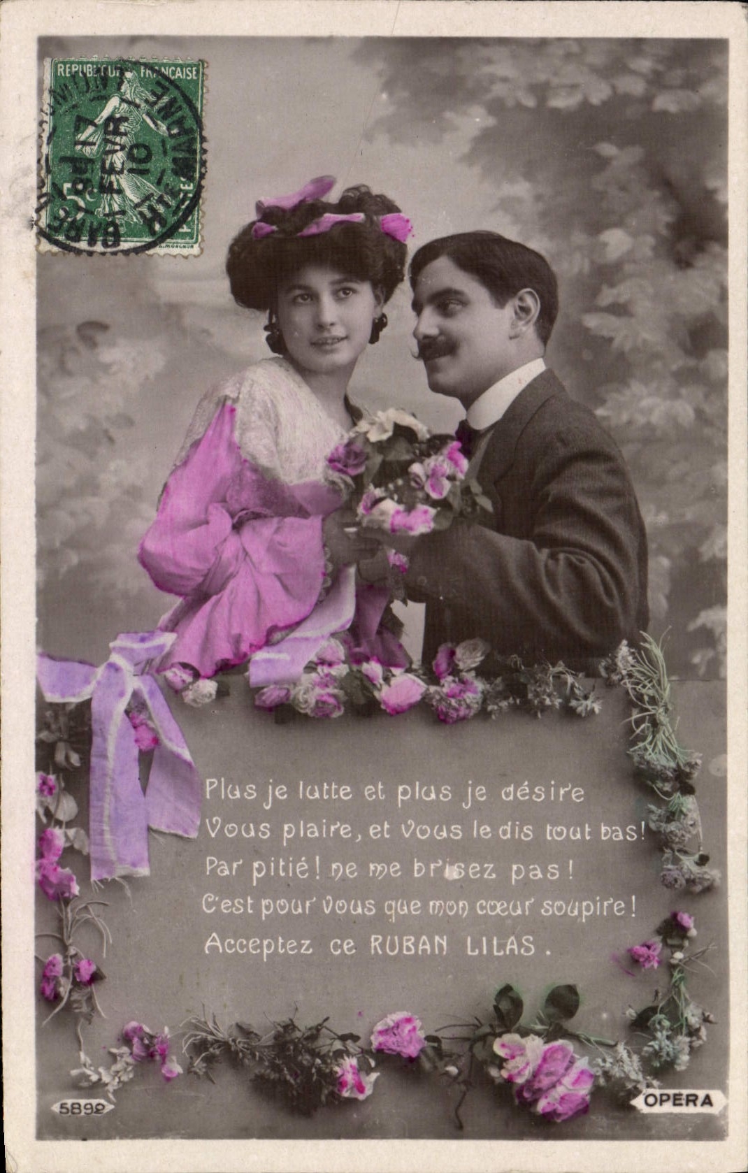 Couple amoureux — carte postale de l'Opéra — éditeur OPERA, n° 5892