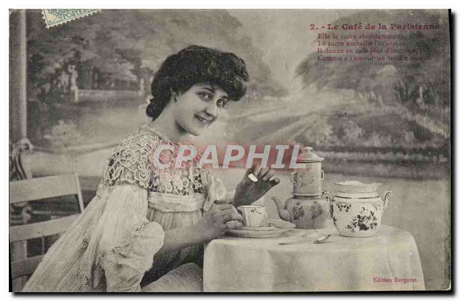 Femme au café — Le Café de la Parisienne — Édition Bergeret
