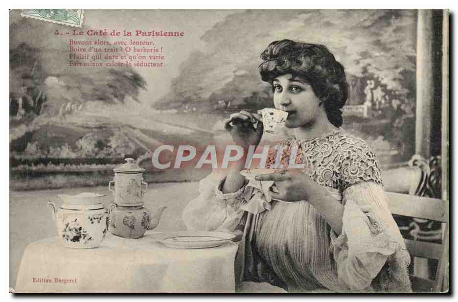 Frau, die Kaffee trinkt — Le Café de la Parisienne — Edition Bergeret
