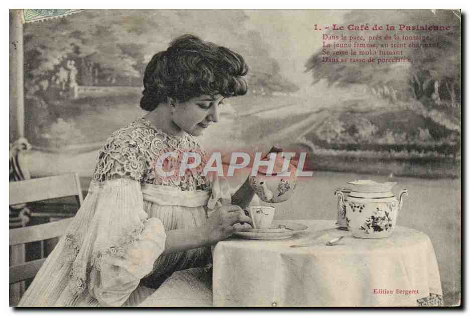 CPA Fantaisie Femme Le cafe de la parisienne 