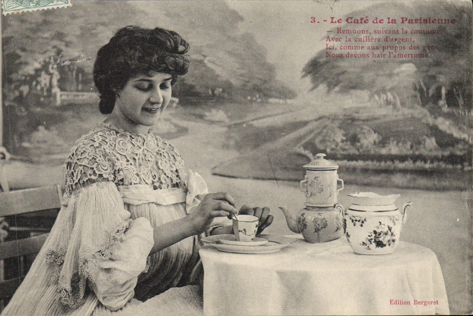 Femme au café — Le Café de la Parisienne — Edition Bergeret