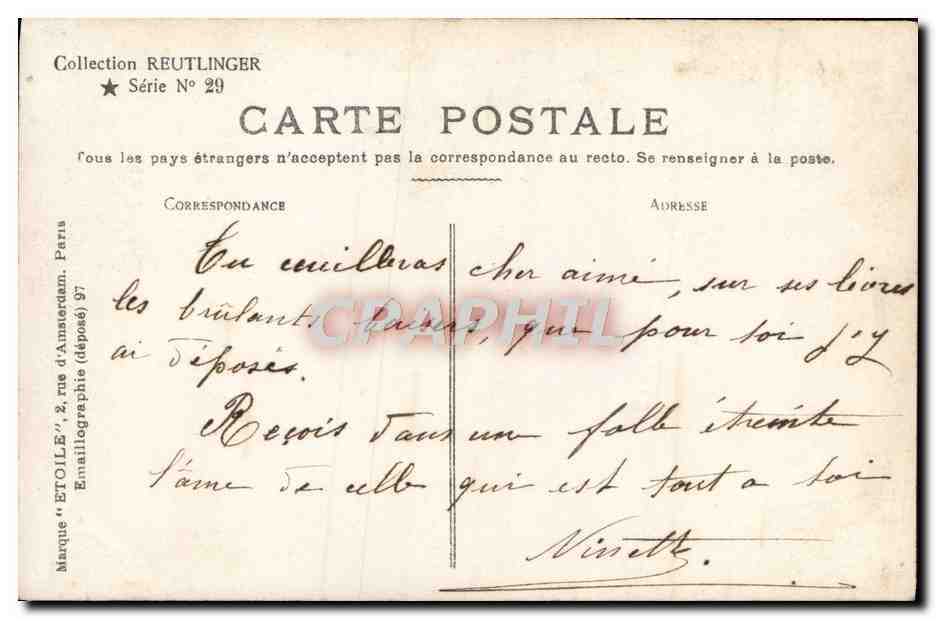 Caron — Portrait de femme — Reutlinger, Paris, N° 292 — Verso