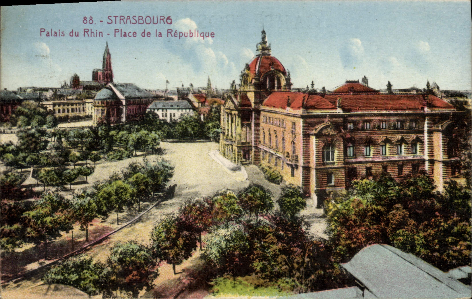 CPA Strasbourg Palais Du Rhin Place de la Republique