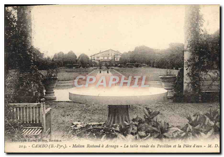 Cambo (B.-Pyr.) - Maison Rosland à Arnaga - La table ronde du Pavillon et la Pièce d'eau - Phototype Marcel Delhoy, Bordeaux