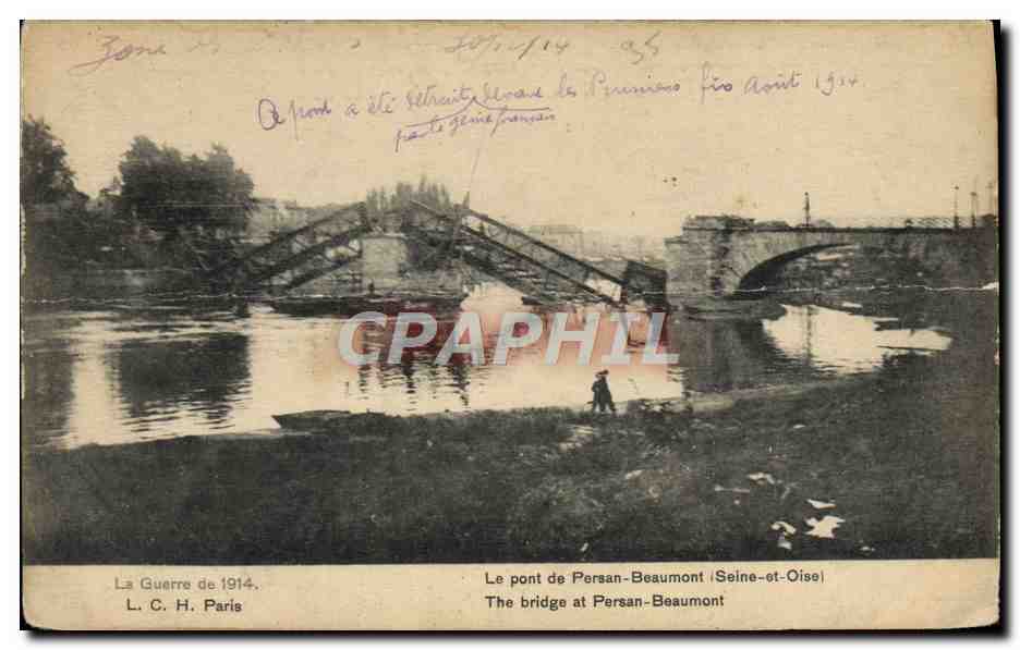 Die Brücke von Persan-Beaumont (Seine-et-Oise) — Der Krieg von 1914 — L. C. H. Paris
