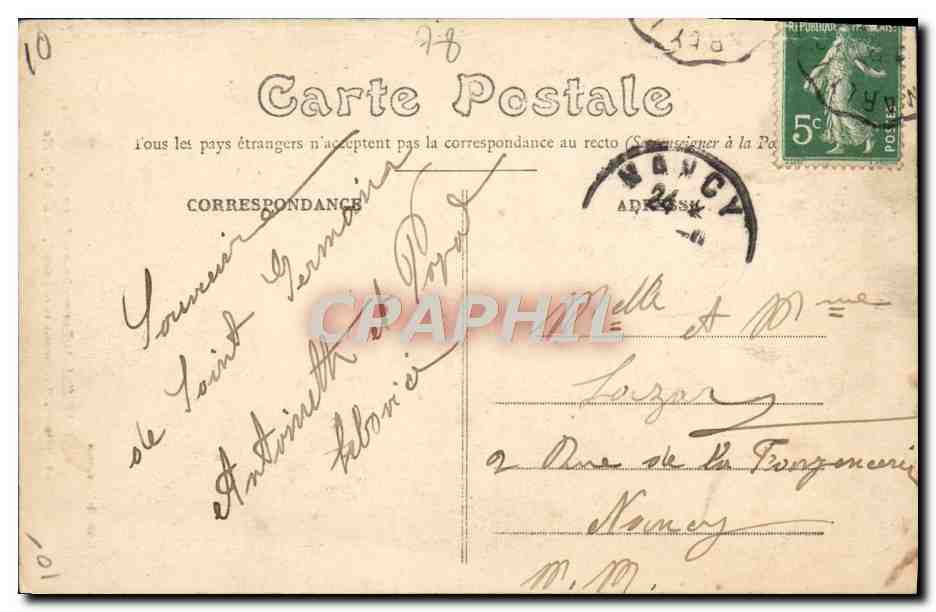 Saint-Germain-en-Laye — Der Parterre, "Liebe und Wahnsinn", von Darbefeulle — Verlag L'Abbelle, Nr. 13 — Rückseite